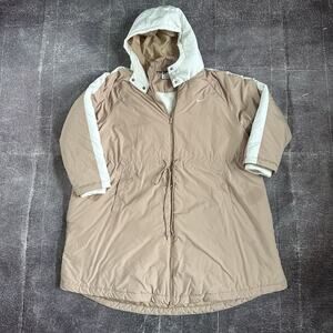 Womens Nike Sportswear Essentials Insulated Tan Puffer Trench Coat Jacket Sz 2XL